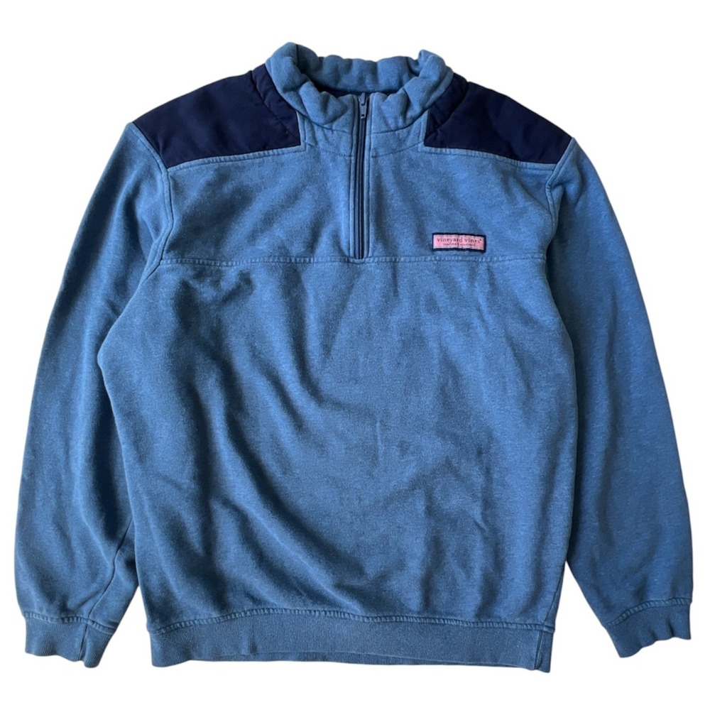 Vineyard Vines Sweater Quarter Zip Pullover Saltwater Mens L‎ Navy Blue Knit